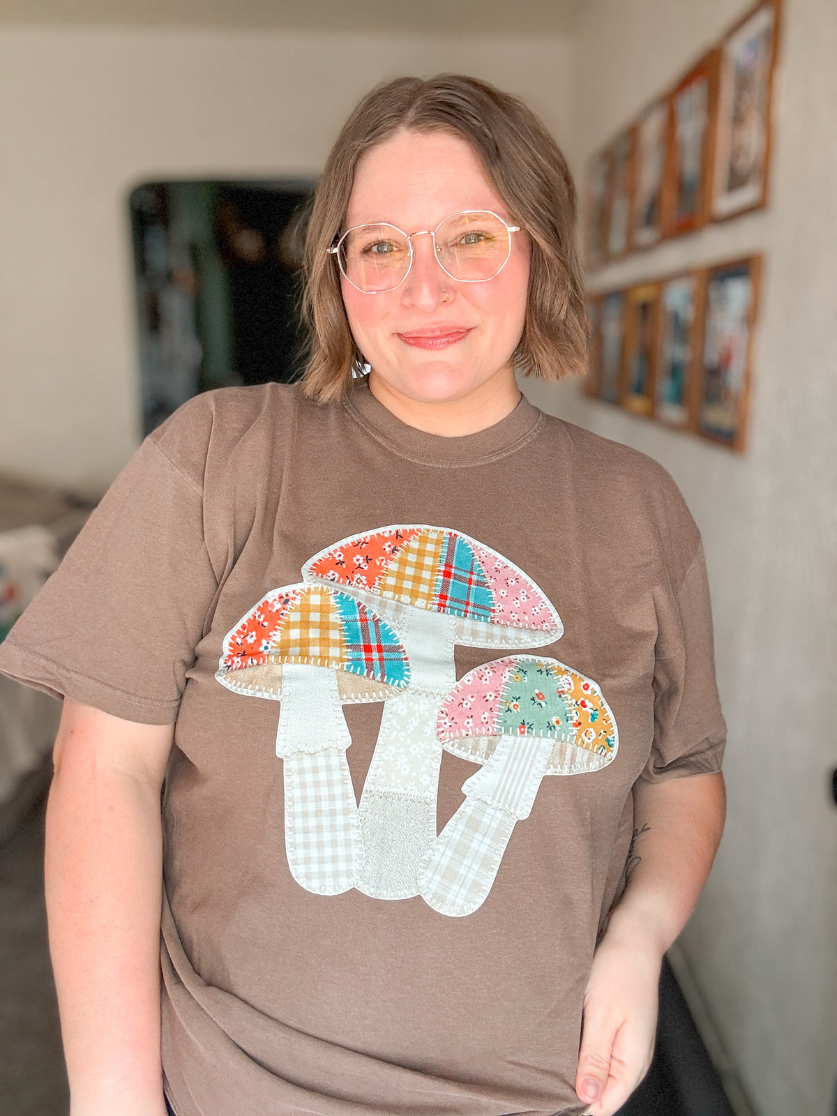 RTS Faux Patchwork Mushroom T-Shirt
