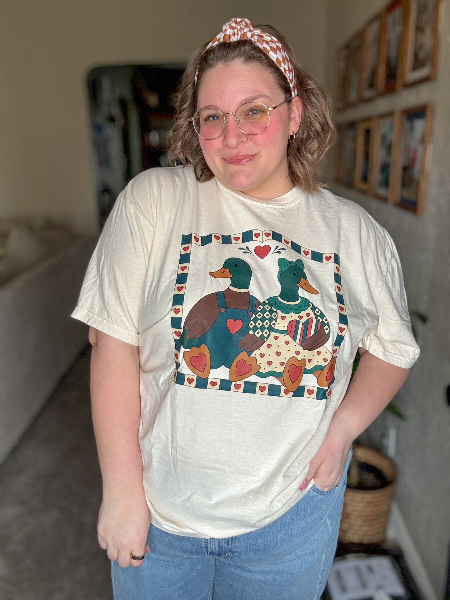 Heart Framed Mallard Ducks Tshirt