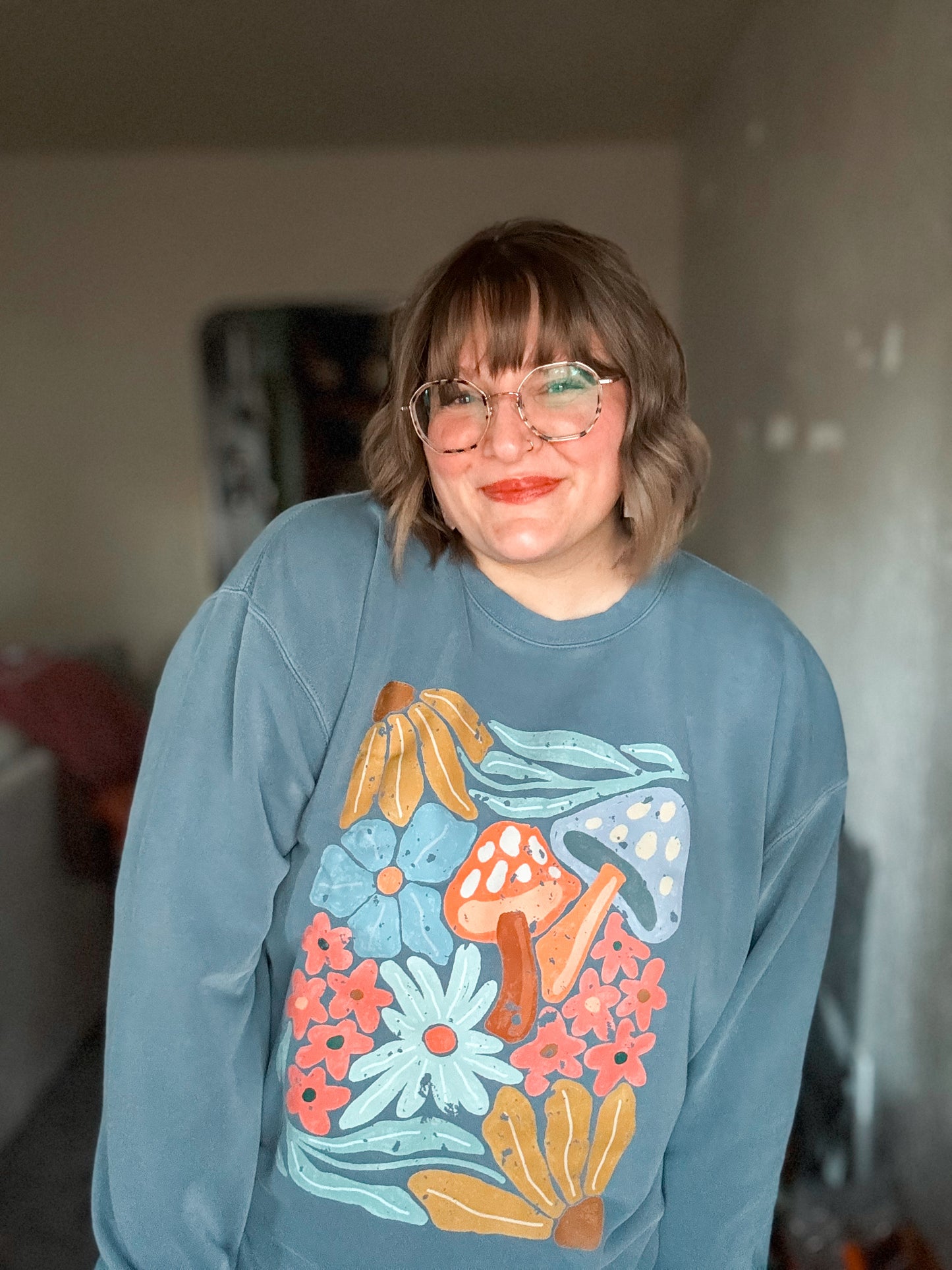RTS Abstract Floral Mushroom Sweatshirt