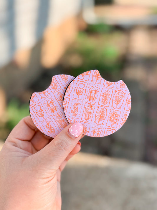 Floral Frames Car Coasters