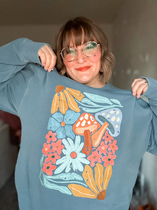 RTS Abstract Floral Mushroom Sweatshirt