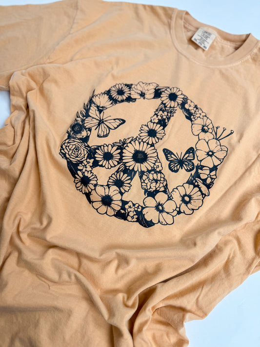 Floral Peace Sign With Butterflies
