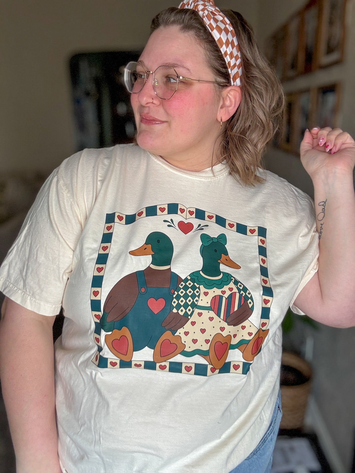 Heart Framed Mallard Ducks Tshirt