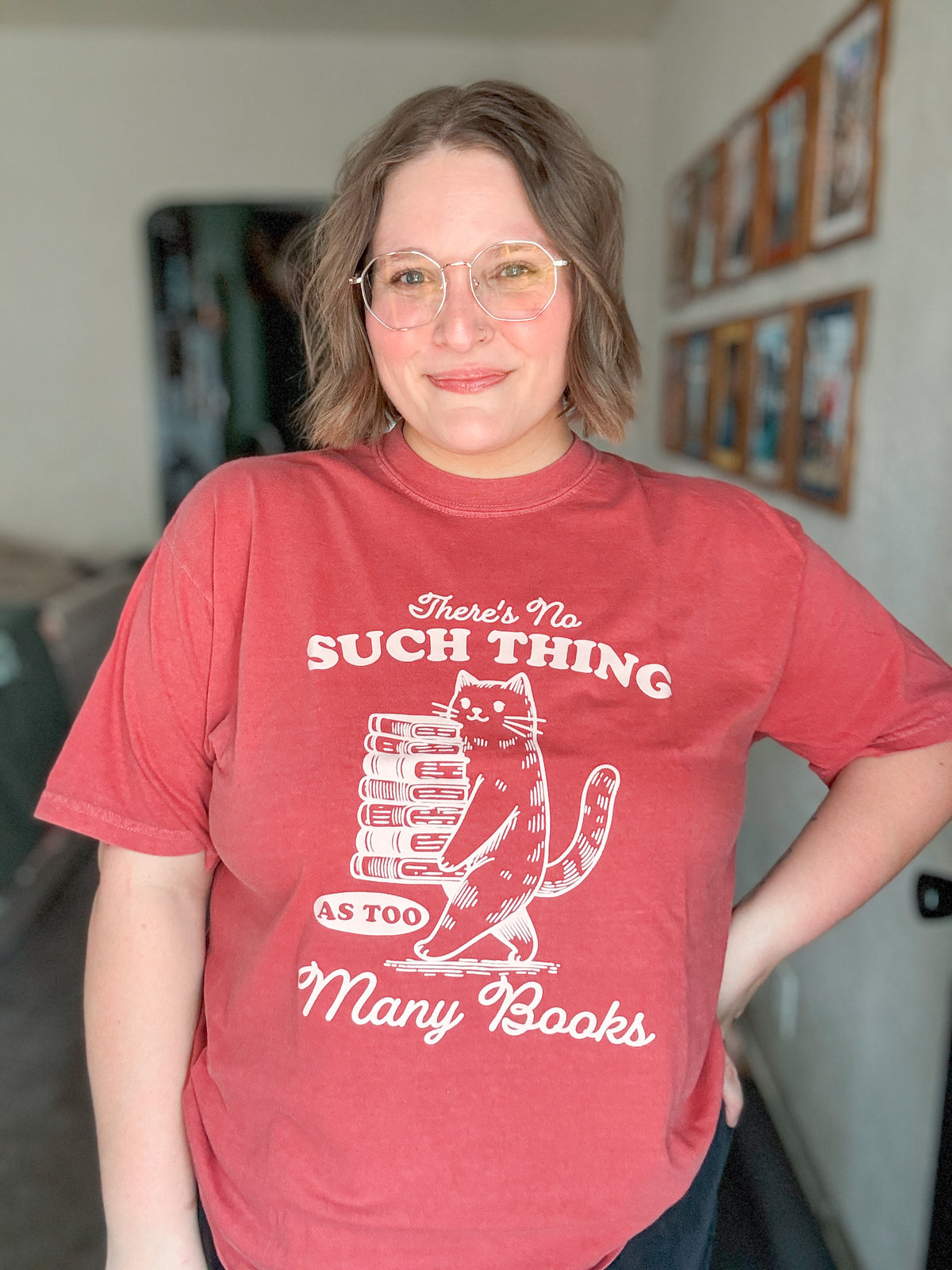 RTS There's No Such Thing As Too Many Books Cat T-Shirt