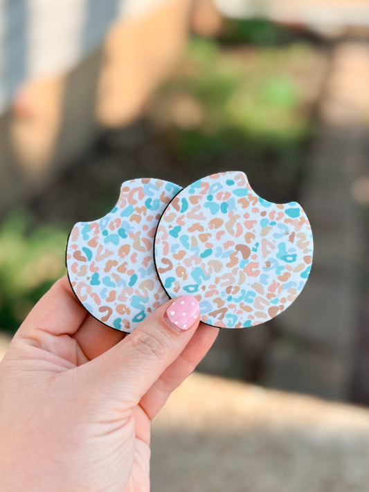 Bright Leopard Car Coasters