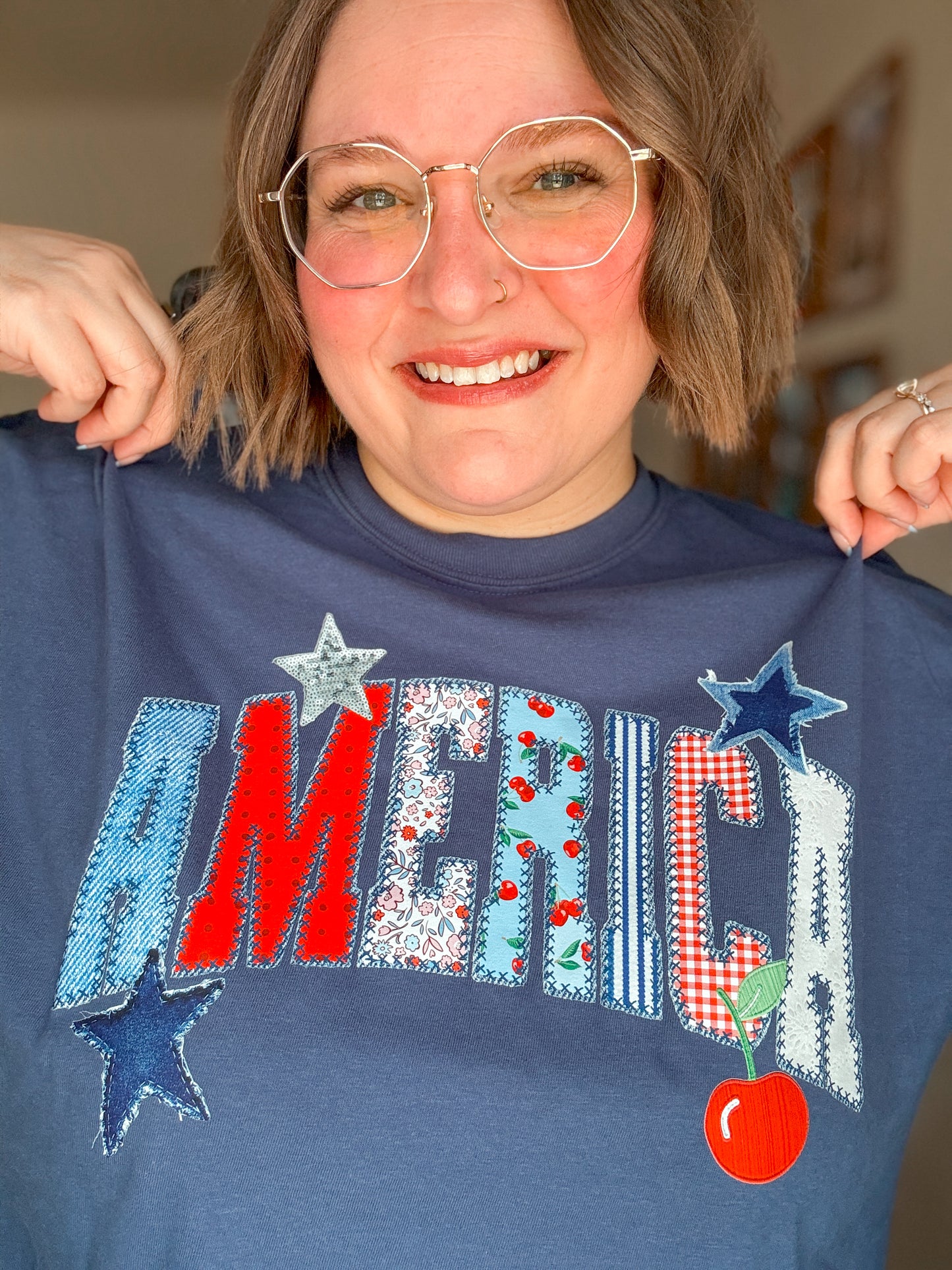 America Faux Patchwork T-Shirt