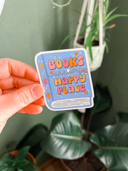 Books Are My Happy Place Vinyl Sticker | Decal