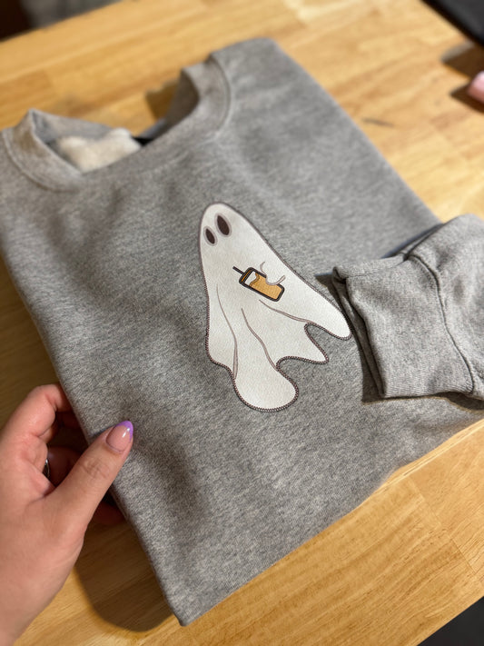 Iced Coffee Ghost Faux Embroidery