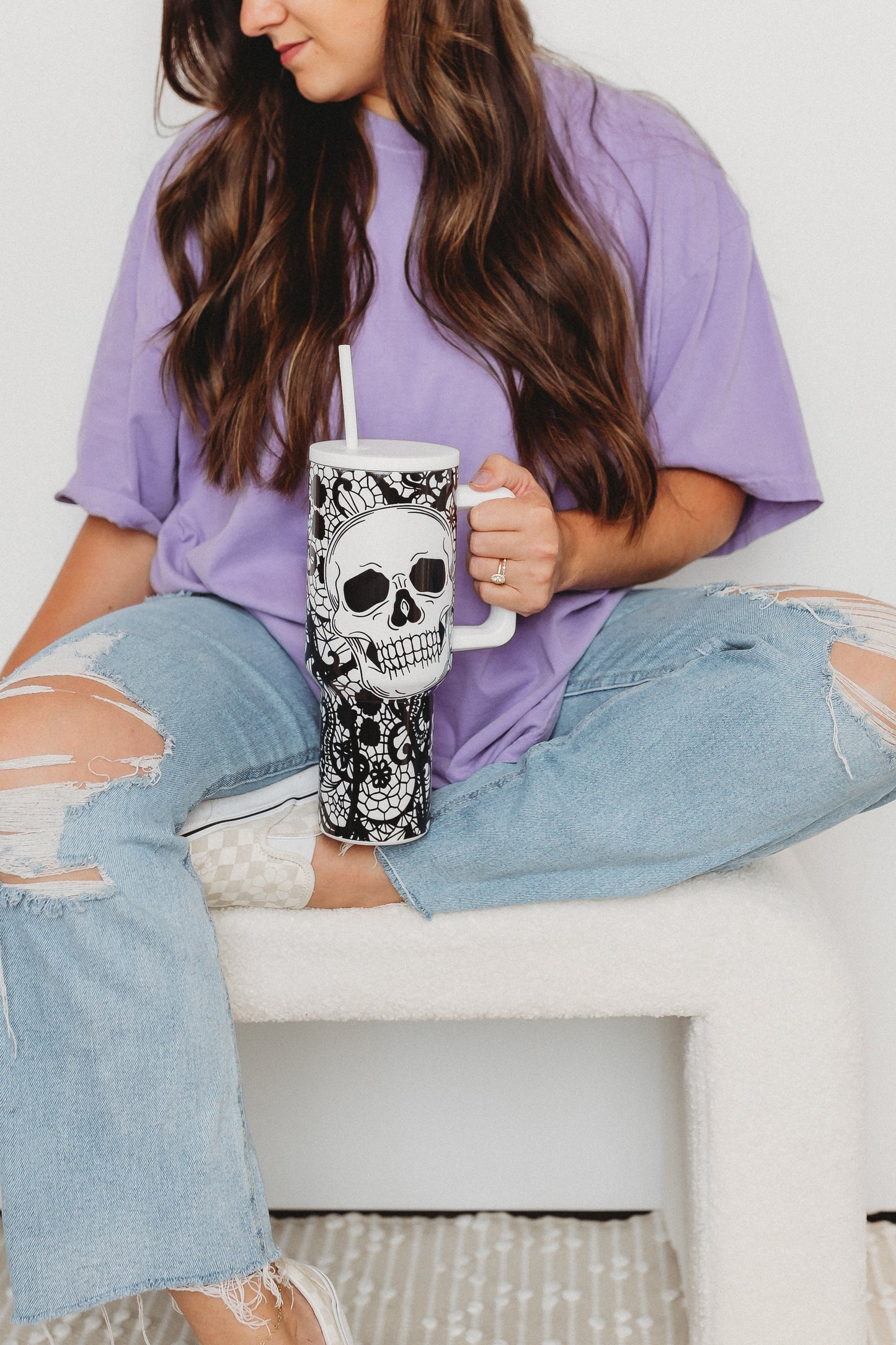 Lace Skull 40oz Sippers | Tumbler | Spill Proof
