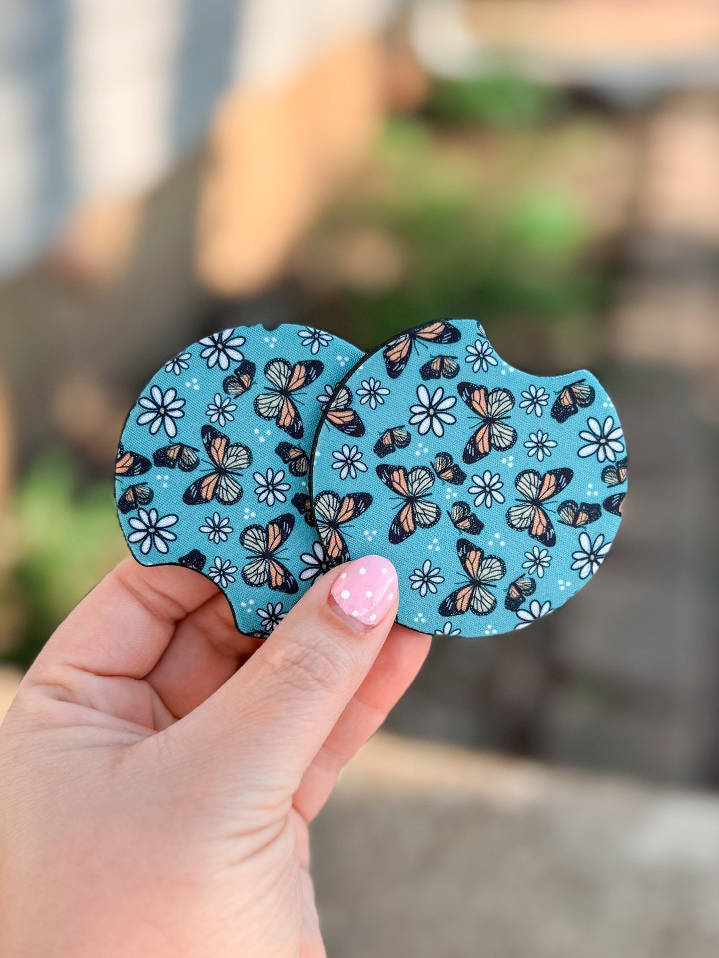 Daisy Butterfly Car Coasters