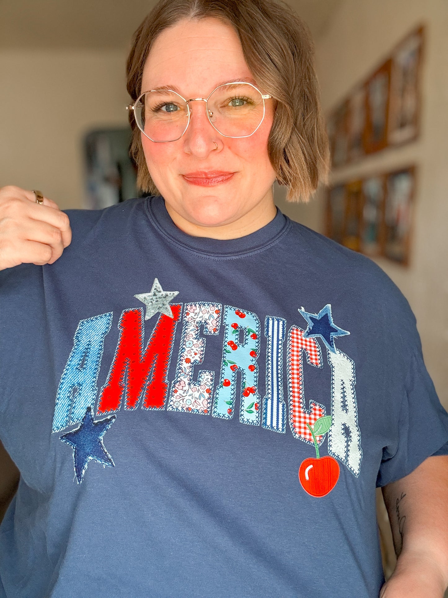 America Faux Patchwork T-Shirt
