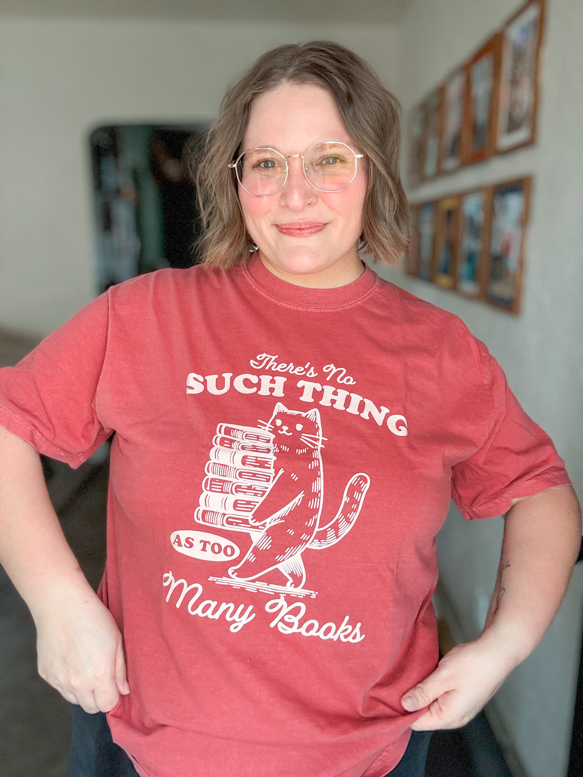 RTS There's No Such Thing As Too Many Books Cat T-Shirt