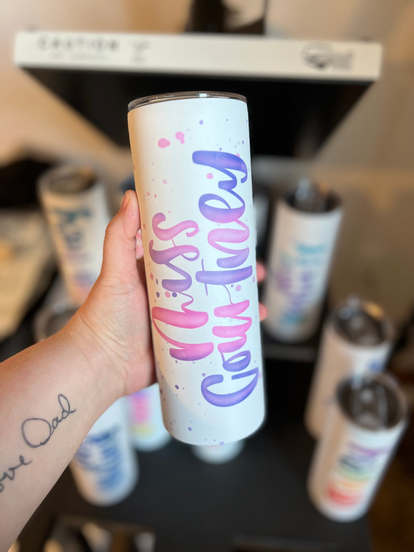20oz Hand-lettered Customizable Watercolor Name Tumbler