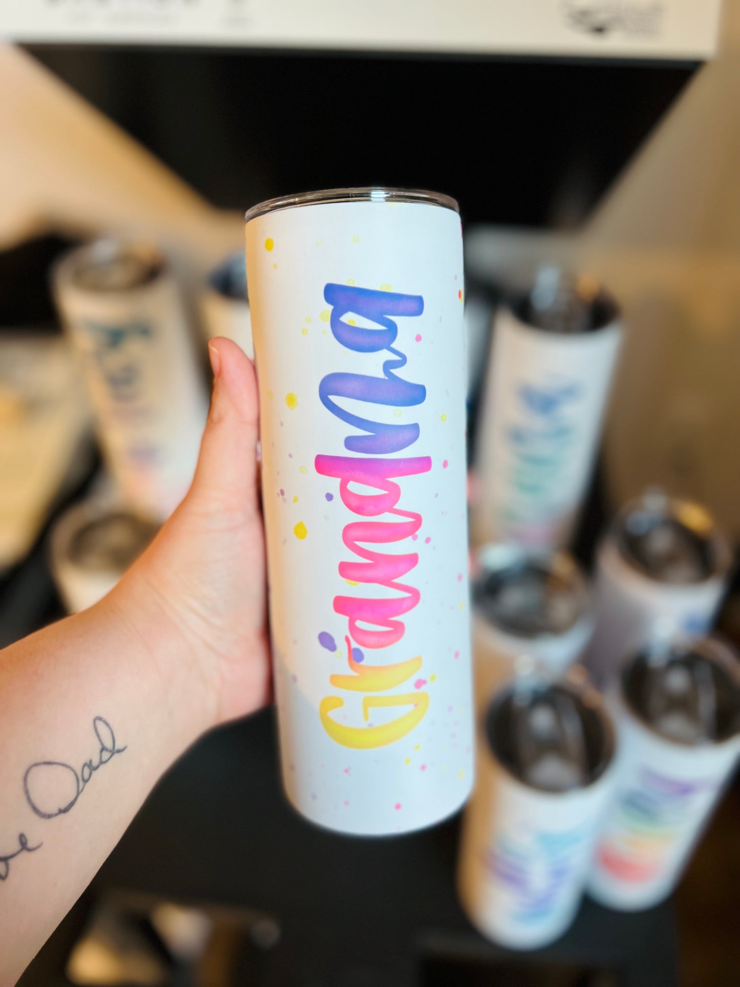20oz Hand-lettered Customizable Watercolor Name Tumbler
